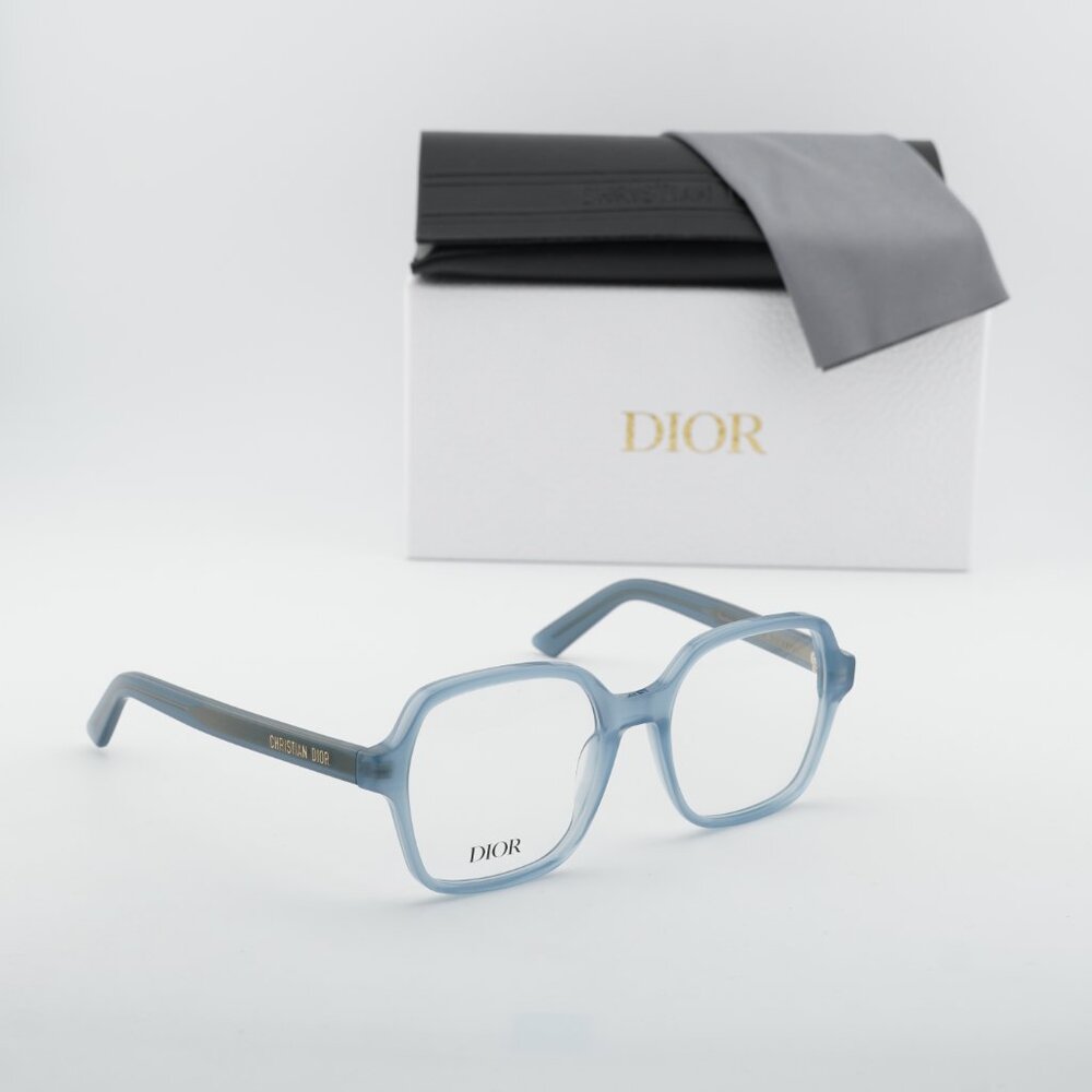 Dior DIORMIDNIGHT O S1I 8000 Square Eyeglasses - Shiny Light Blue 53mm - Picture 4 of 10